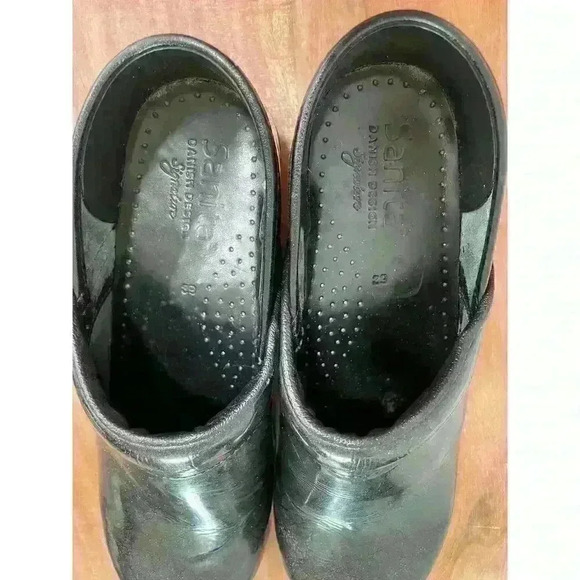 Sanita Signature Original Black Sparkle Glitter Patent Leather Danish Clog,sz 39 - Picture 10 of 14